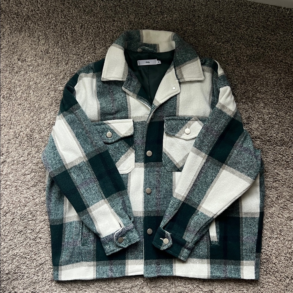 Green and White Plaid Shacket